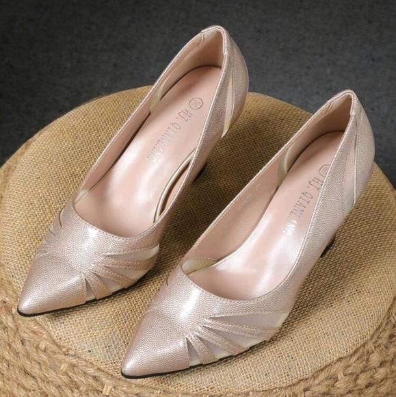 Pointed Toe Thick Heel Mesh Open Toe Slip On High Heel Pumps,Professional Work - Picture 4 of 6